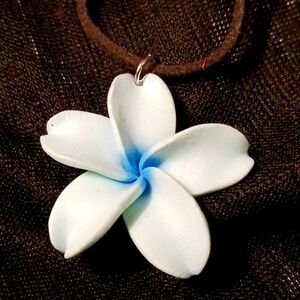 Blue Tropical Plumaria Frangi Pani Flower Necklace